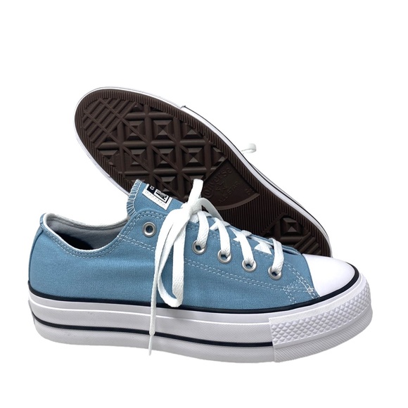 Converse Ctas Lift OX Worn Blue Canvas Platform Women's Low Top Sneaker A09956C - Picture 7 of 9